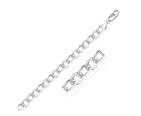 Classic Rhodium Plated Curb Chain in Sterling Silver (7.20 mm)