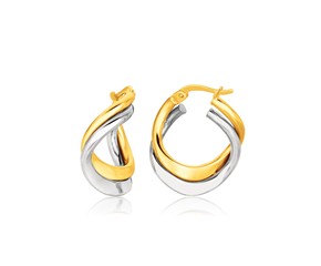 Fancy Double Twist Earrings in 14k Two Tone Gold