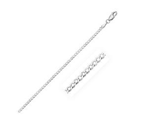 Solid Curb Chain in 14k White Gold (2.6mm)
