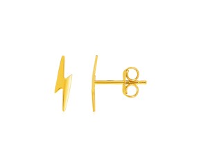 14k Yellow Gold Post Earrings with Lightning Bolts