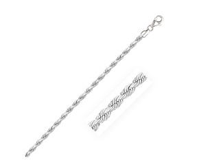 Solid Diamond Cut Rope Chain in 14k White Gold (3.0mm)