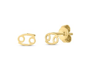 14k Yellow Gold Cancer Stud Earrings