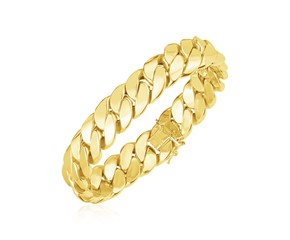 14k Yellow Gold High Polish LA Cubana Link Bracelet (14.00 mm)