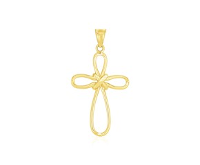 FB Jewels 14K Yellow Gold Small Crucifix Block Cross Pendant High Polish