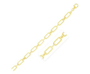 14k Yellow Gold High Polish Paperclip Rondel Link Chain