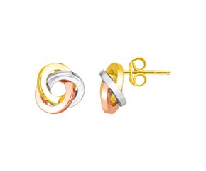 14k Tri Color Gold Love Knot Earrings(10mm)