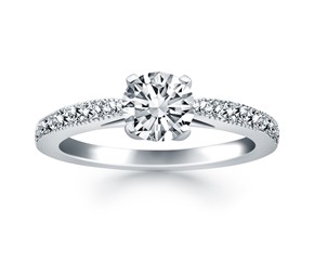 Diamond Pave Cathedral Engagement Ring in 14k White Gold