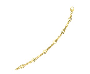 Polished Round and Oval Link Bracelet in 14k Yellow Gold (6.35 mm)