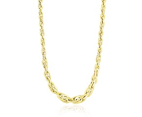 Polished Double Oval Link Chain Necklace in 14k Yellow Gold