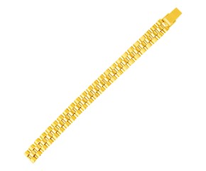 14k Yellow Gold Mens Panther Link Bracelet (9.30 mm)