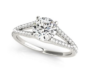 14k White Gold Split Shank Round Pronged Diamond Engagement Ring (1 1/8 cttw)