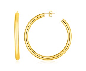 14k Yellow Gold Polished Hoop Earrings(4x40mm)