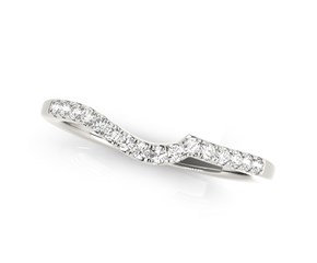 14k White Gold Curved Style Pave Diamond Wedding Ring (1/6 cttw)