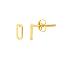 14k Yellow Gold Paperclip Link Stud Earrings