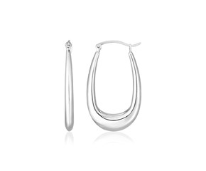 Sterling Silver Polished Puffed Rounded Square Hoop Earrings