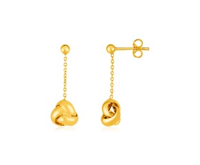 14k Yellow Gold Love Knot Drop Earrings