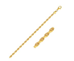 Solid Diamond Cut Rope Bracelet in 10k Yellow Gold  (2.75 mm)
