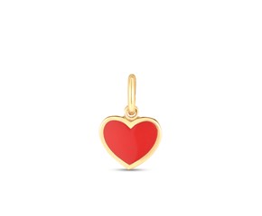 14k Yellow Gold Mini Red Enamel Heart Charm