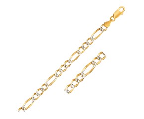 Solid Pave Figaro Chain in 14K Yellow Gold (7.0mm)