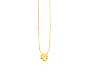 14k Yellow Gold Polished Four Leaf Clover Necklace with Diamond