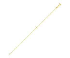 14k Yellow Gold 5 1/2 inch Childrens Bracelet with Cross (1.00 mm)