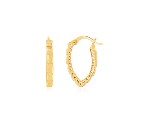 14K Yellow Gold Faceted V Hoop Earrings