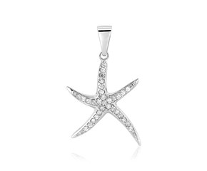 Sterling Silver Starfish Pendant with Cubic Zirconias