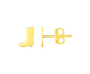 14K Yellow Gold Cowboy Boot Earrings