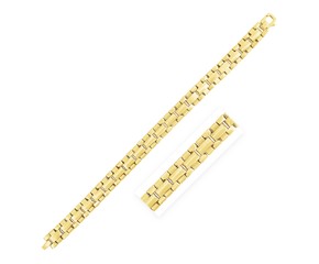 14k Yellow Gold High Polish Large Link Panther Link Bracelet (9.4mm)
