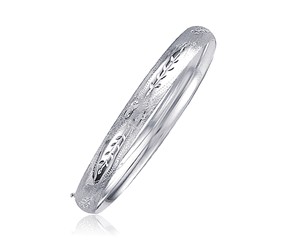 Classic Floral Cut Bangle in 14k White Gold (6.0mm)