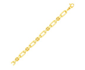 14k Yellow Gold Polished and Textured Link Bracelet (6.30 mm)