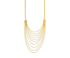 14k Yellow Gold Multi Strand Beaded Necklace