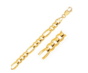Solid Figaro Chain in 10K Yellow Gold (6.6 mm)