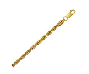 Hollow Diamond Cut Rope Chain in 14K Yellow Gold (5.00 mm)
