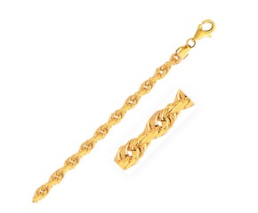 Solid Diamond Cut Rope Bracelet in 14k Yellow Gold  (5.00 mm)