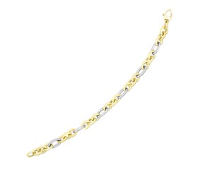 Long and Short Oval Bracelet in 14k Two-Tone Gold