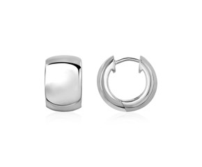 Polished Round Hoop Earrings in Sterling Silver