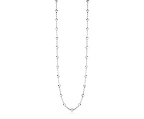 Sterling Silver Station Necklace with Polished Beads
