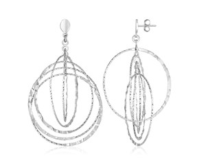 Sterling Silver Textured Circle Dangle Earrings