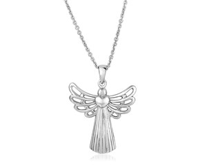 Sterling Silver Textured Angel Pendant