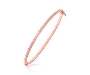 Slim Bangle with Textured Center in 14k Two-Tone Gold