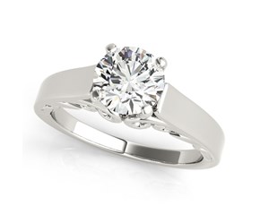 14k White Gold Antique Style Solitaire Round Diamond Engagement Ring (1 cttw)