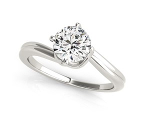14k White Gold Bypass Style Solitaire Round Diamond Engagement Ring (1 cttw)