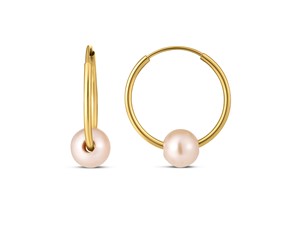 14k Yellow Gold Round Endless Pearl Earring(1x14mm)