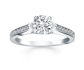 Pave Diamond Cathedral Engagement Ring in 14k White Gold