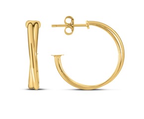 14k Yellow Gold Large Crossover Hoops