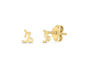 14k Yellow Gold Capricorn Stud Earrings
