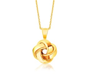 Polished Love Knot Motif Pendant in 14k Yellow Gold