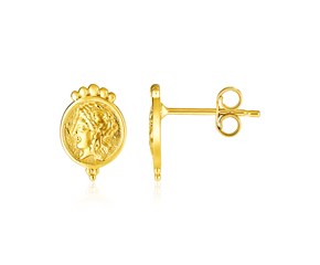 14k Yellow Gold Roman Coin Earrings