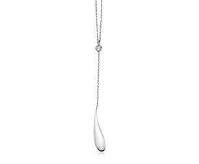 14k White Gold Teardrop Lariat Necklace with Diamond